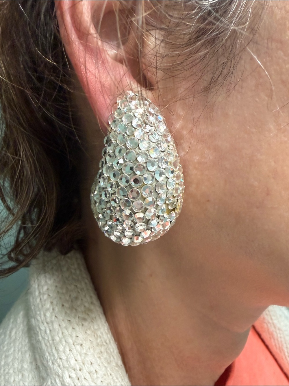 Richard Kerr Crystal Teardrop Statement Earrings - Silver